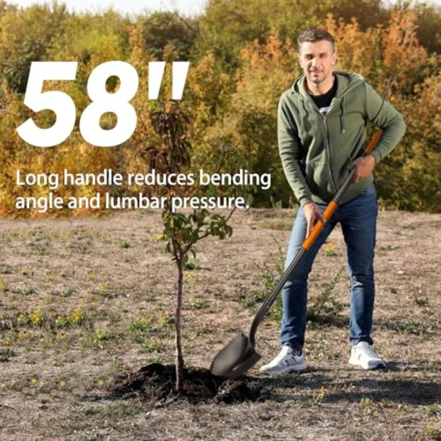 مجرفة شديدة التحمل للحفر بمقبض طويل من الألياف الزجاجية مثالية لمواقع البناء ومهام البستنة وشفرة معدنية متينة #6