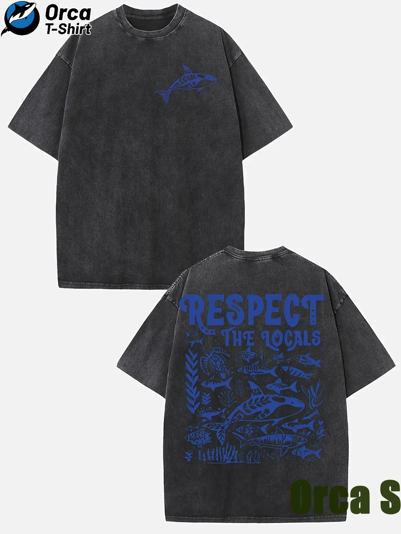 Customization Men'S Retro T-Shirt Featuring A Marine Life Design With Double-Sided Prints Of Flowers, Manta Rays, And Sharks, Al