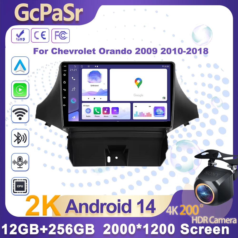 Android 15 Auto radio para Chevrolet Orando 2009 2010-2018 reproductor de coche GPS pantalla estéreo navegación Auto Radio pantalla No 2 Din