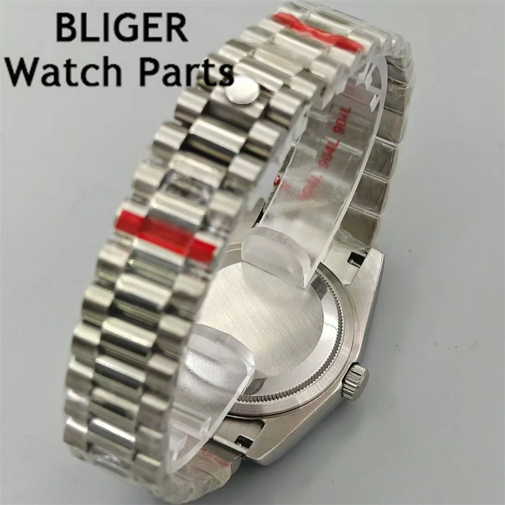 BLIGER 36 мм/39 мм мужские часы NH35 автоматический механизм розовый синий циферблат сапфировое стекло ремешок из нержавеющей стали