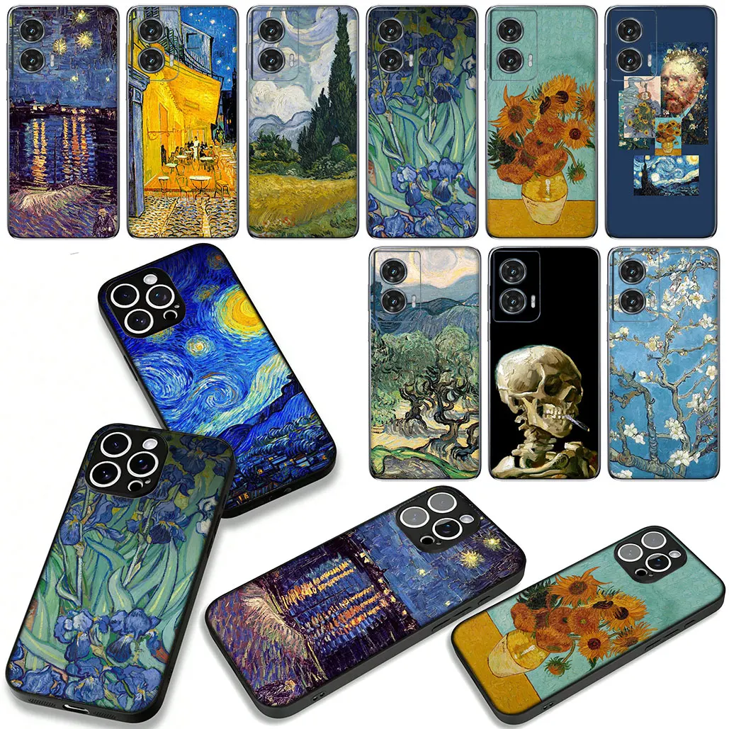 غطاء هاتف لهاتف Xiaomi Redmi Note 14 12 13 ProPlus 13X A4 A3 Pro Plus 12C 13C 14C 4G 5G حافظة ناعمة ليلة مرصعة بالنجوم فان جوخ سكاي آرت #4