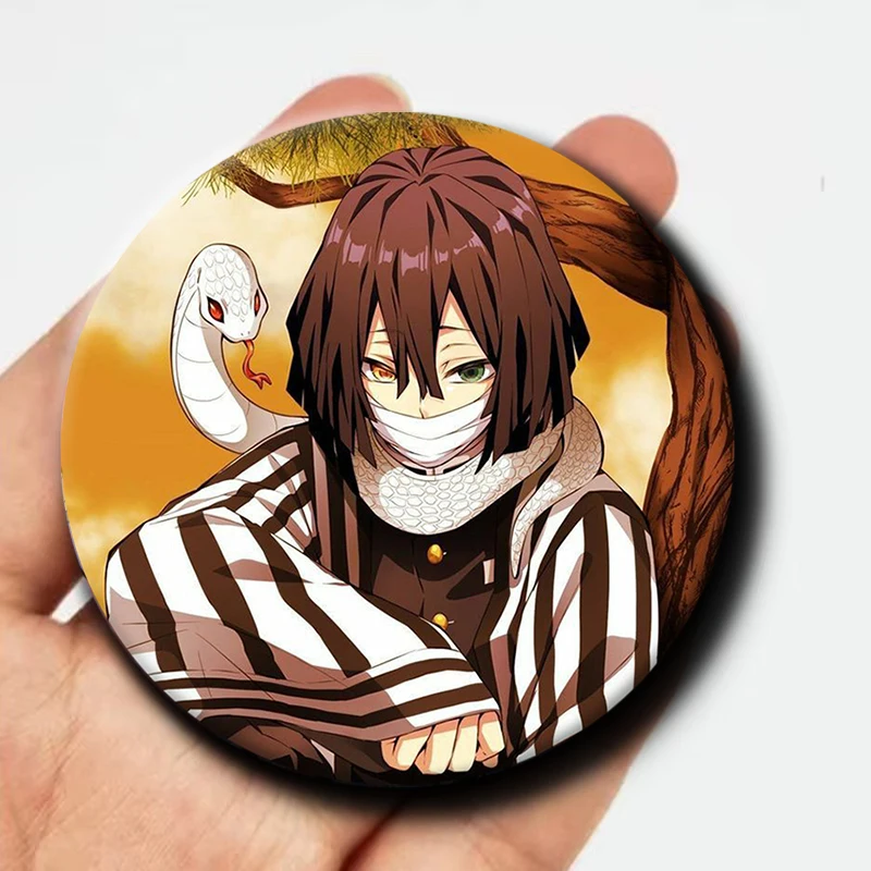 58mm Cartoon Character Iguro Obanai Soft Button Pin Demon Anime Brooch Creative Badge for Backpack Clothes Decoration Gift - Image 3