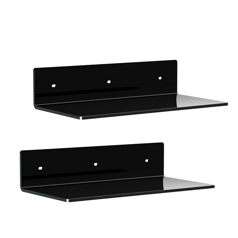 AT63-Floating Shelf Acrylic Small Wall-Mounted Clear Storage Rack Decor For Bathroom Living Room Black