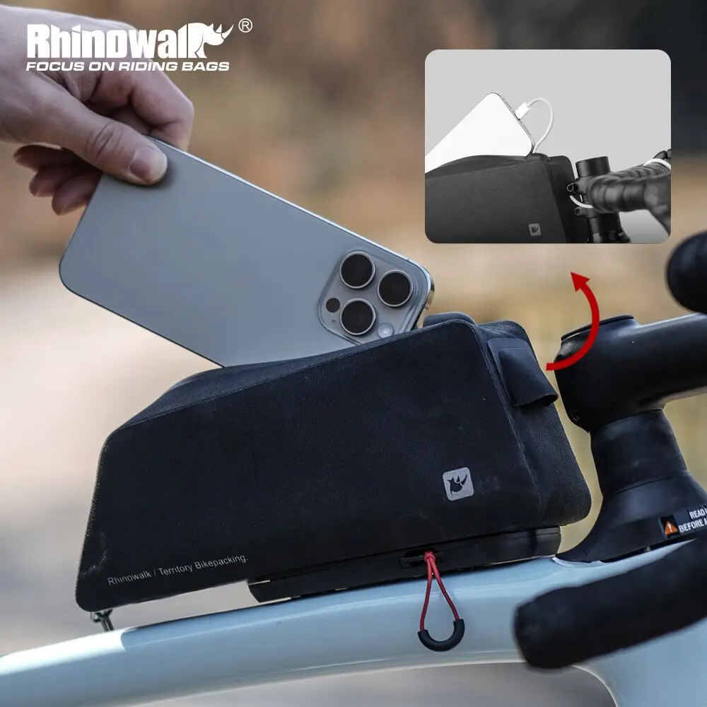 Rhinowalk Top Tube Bag Waterproof 1L Cycling Quick Release Front/Bottom Tube Frame Bag With UFO Disc Fast Installation/Removal