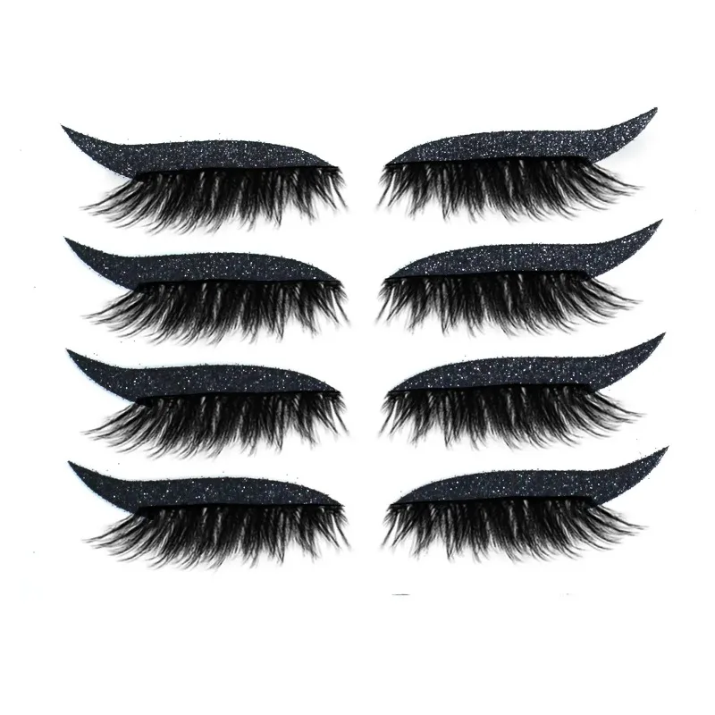 

2 in 1 Eyeliner Eyelash Stickers Reusable Self Adhesive Long Lasting Glitter Shiny Natural Waterproof Patch Party Cosplay Makeup