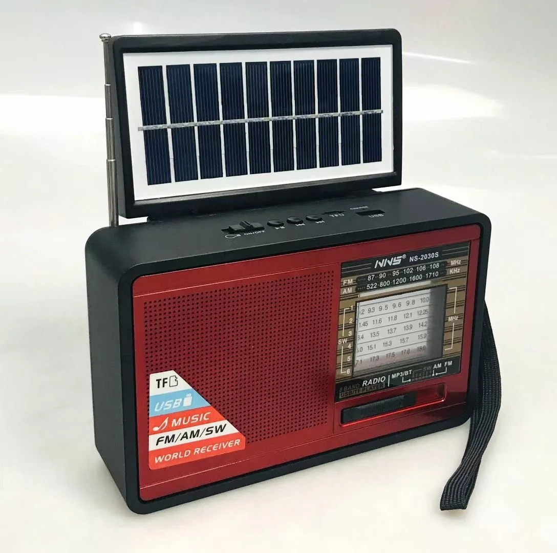 Radio recargable NNS 2030S, reproductor Mp3 con luz Solar, FM, AM, SW, Bluetooth, altavoz con USB, SD, TF