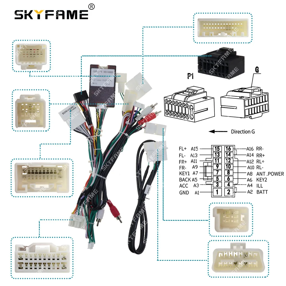 SKYFAME 16Pin سيارة الأسلاك تسخير محول Canbus صندوق فك أندرويد راديو كابل الطاقة لكزس LS430