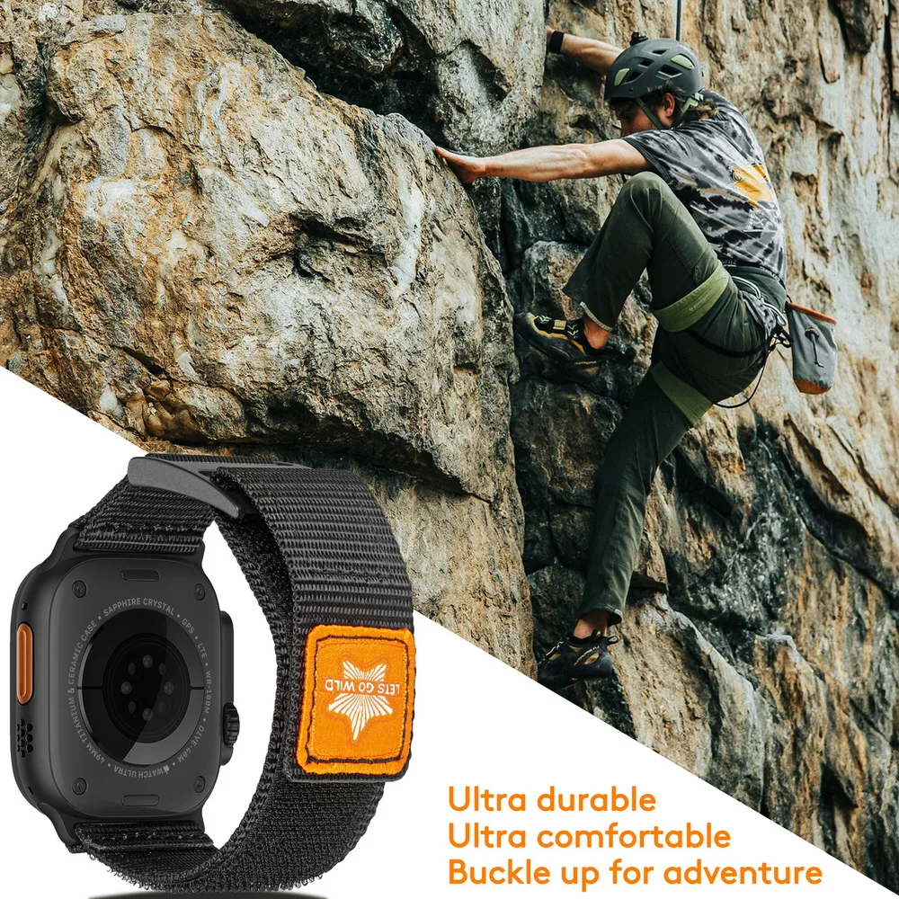 HEMSUT Straps For Apple Watch Ultra 49mm Nylon Movement Breathable Mi Band 8 Wrist Strap Compatible with 38 40 41 44 45mm