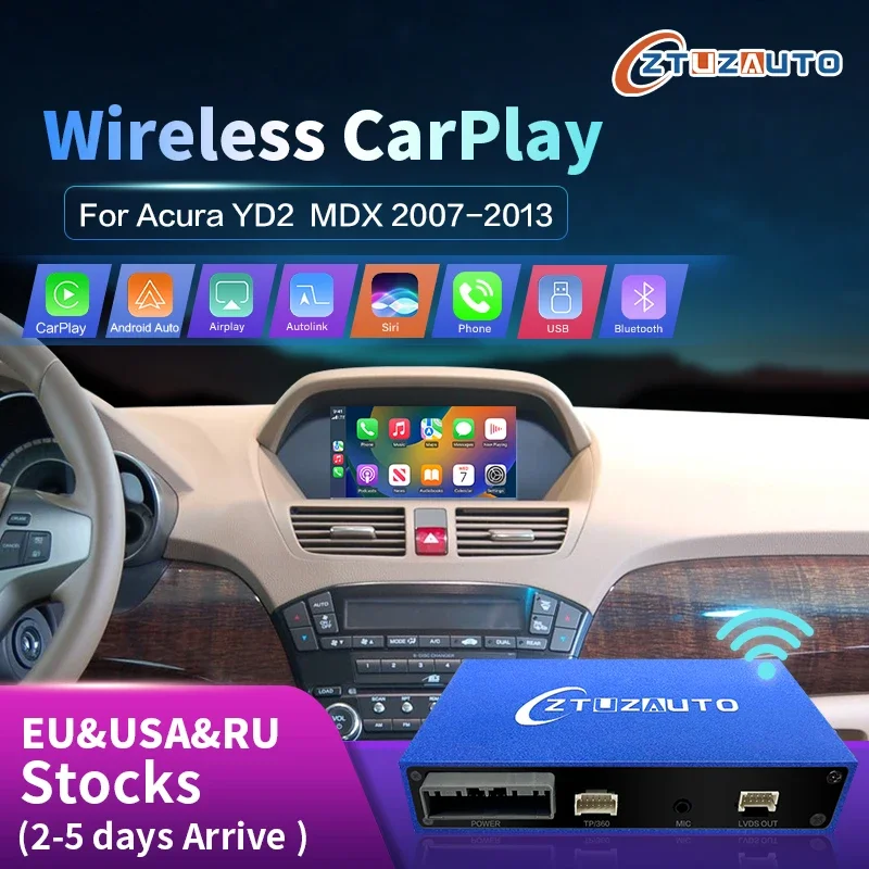 Wireless Carplay For Acura MDX YD2 2007-2013 Single Screen Android Auto Newest TV AI BOX Radio Smart Car Systems Kit Accessories