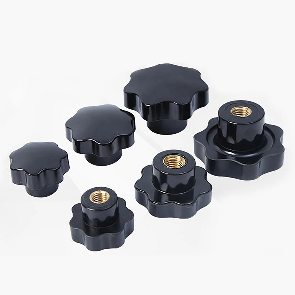 20pcs Plum Hand Tighten Nuts Handle Thread Mechanical Black Thumb Nuts Clamping Knob Manual Nuts M4 M5 M6 M8 M10 M12 M14 M16