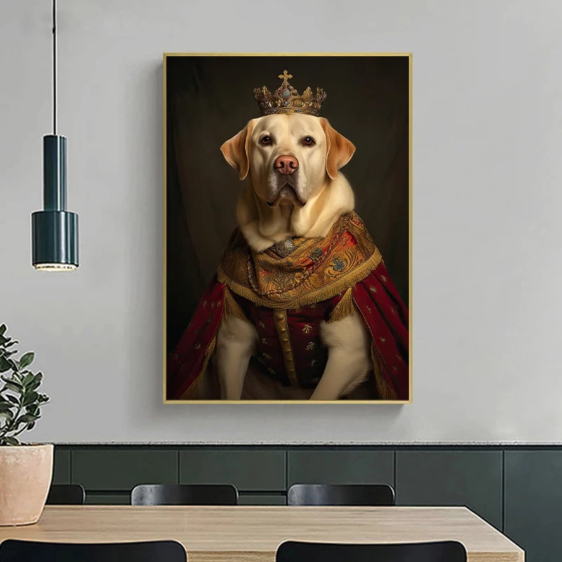 King Noble Dog Vintage Oil Print Portrait Poster Dachshund Labrador Bernese Mountain Dog Wall Art Canvas Painting Pet Home Decor