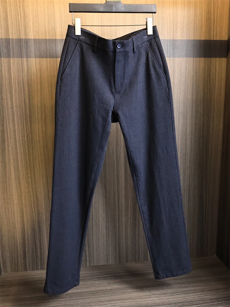 

Приятные для кожи теплые вязаные шелковые мужские эластичные прямые брюки с цветочным принтом, повседневные длинные брюки для бизнеса, осенний сезон, хлопок Po...