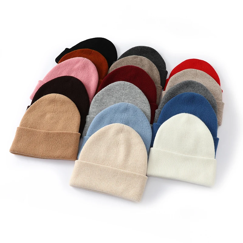 

100%Merino Wool Hat Winter Knitted Hat For Men and Women Simple Versatile Woolen Beanies Unisex Casual Outdoor Soft Warm Cap