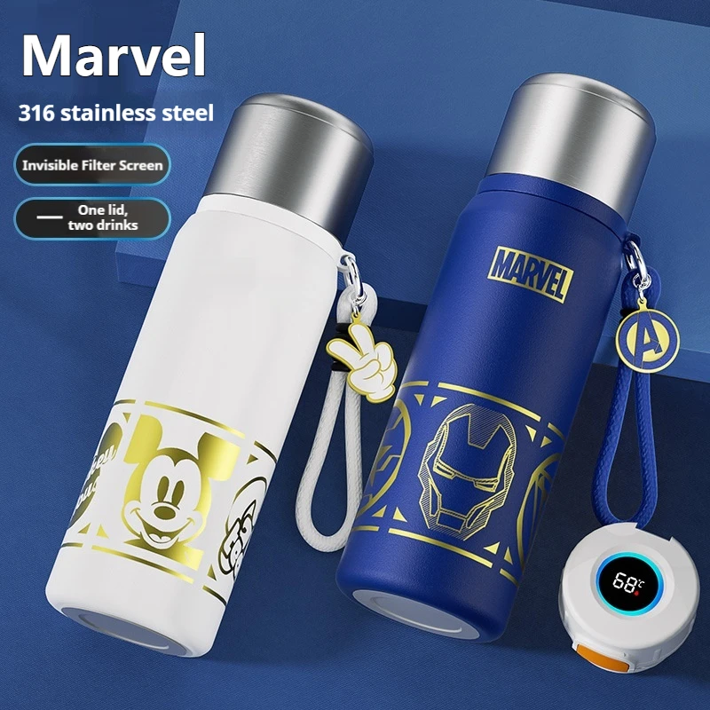 

Периферийные устройства с героями мультфильмов серии Marvel, 450 мл, изолированная чашка большой емкости, чашка для воды из нержавеющей стали с крышкой для подарков с двойным питьем