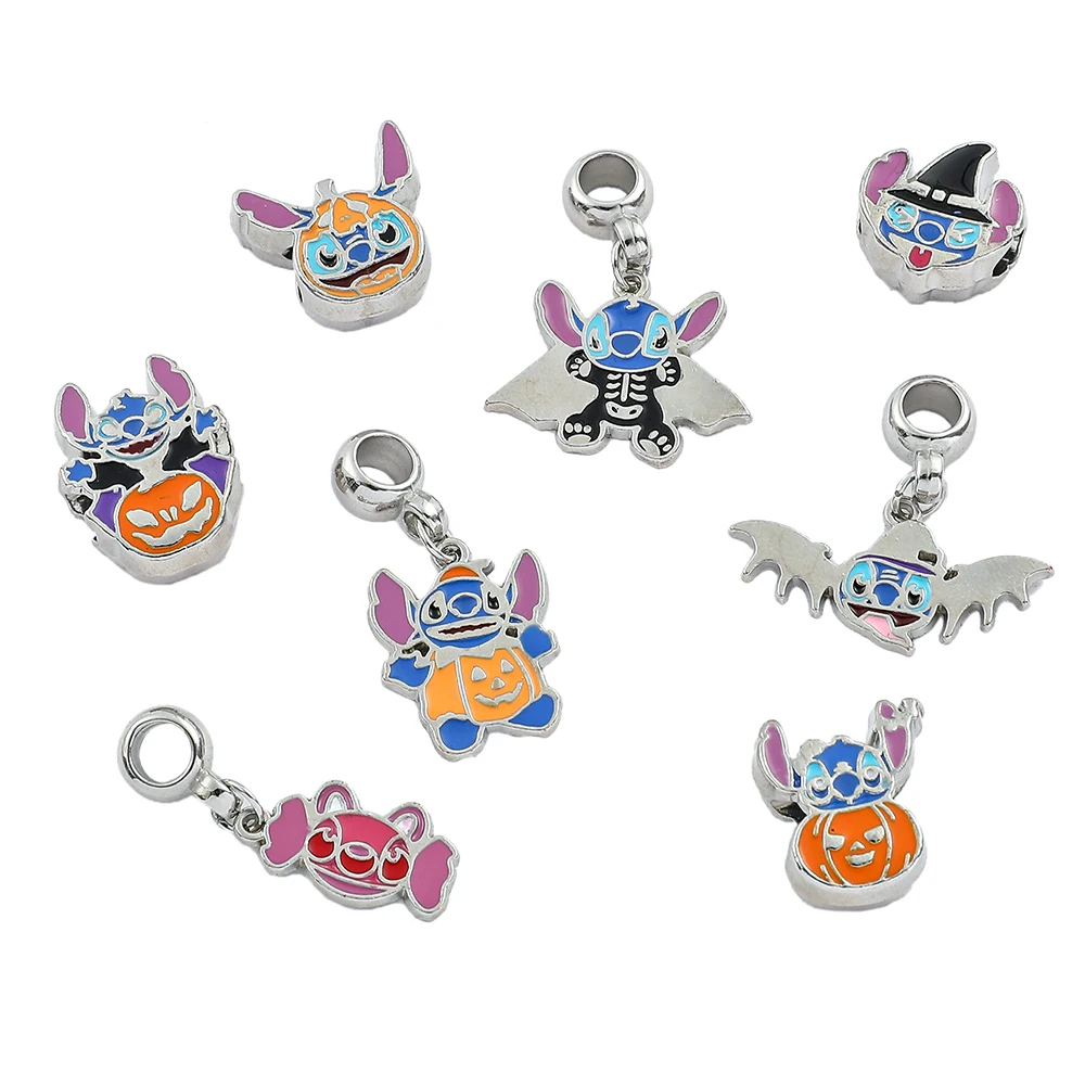 

10PCS/Set Anime Lilo & Stitch Beads DIY Enamel Charms Bracelet Necklace Jewelry Accessories For Women Cosplay