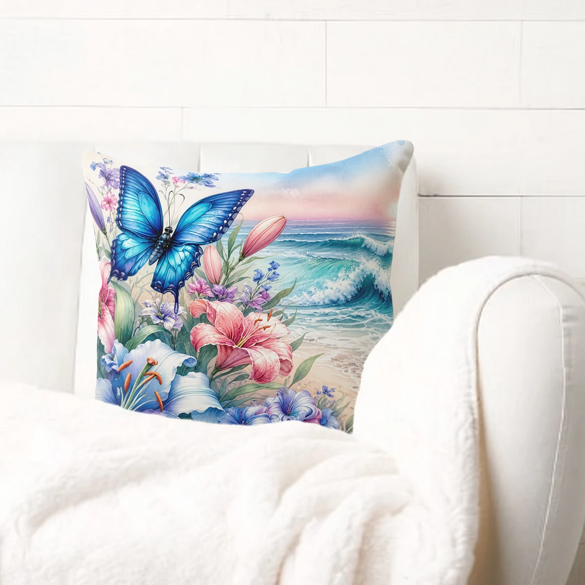 Exquisite Floral Pattern Polyester Pillow Cover - 2D Printed Decorative Pillowcase for Sofa, Bedroom and Living Room Decor