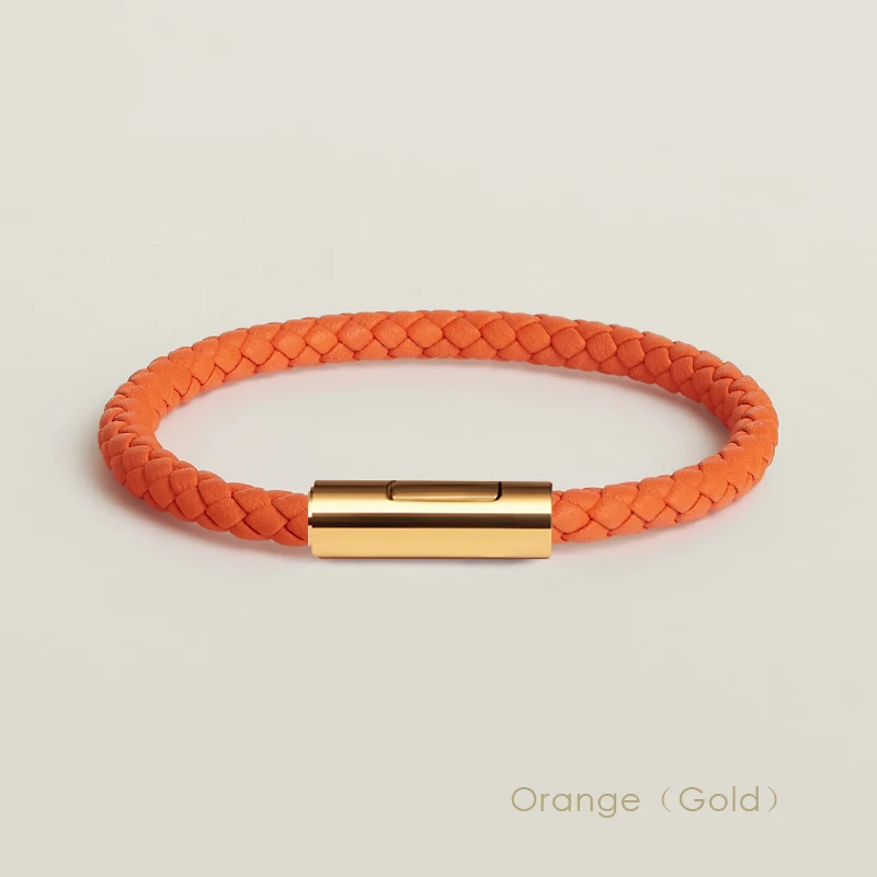 Klassisches Designer-Armband für Männer und Frauen, exquisites Armband, Edelstahl-Knopf-Lederarmband, handgewebt, weiblicher Schmuck, Geschenke, 15 Farben