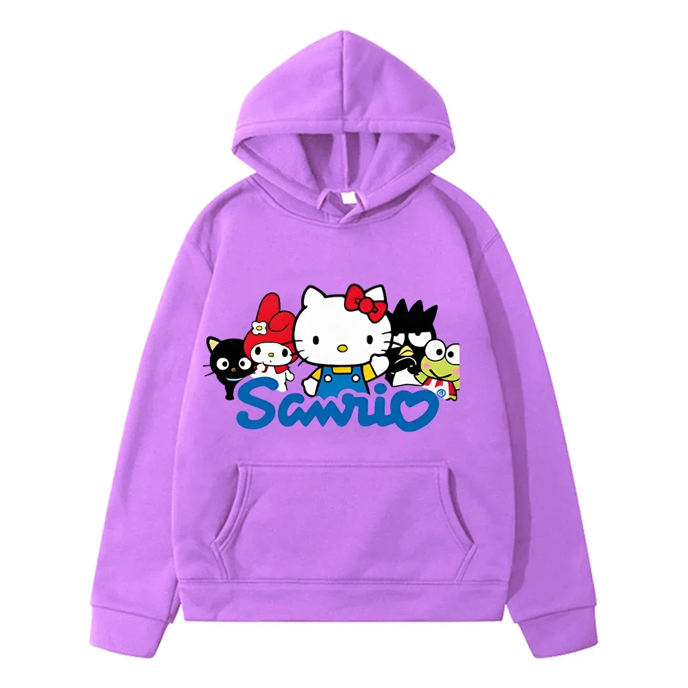 Sanrio Kawaii anime hoodie Autumn sweatshirt boy pullover y2k sudadera hello kitty Print hoodies Fleece jacket kids clothes girl