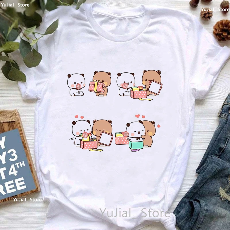 

2024 Cute Panda Bubu Dudu Cartoon Print T Shirt Girls Funny White Tshirt Women Summer Fashion Female T-Shirt Harajuku Shirt