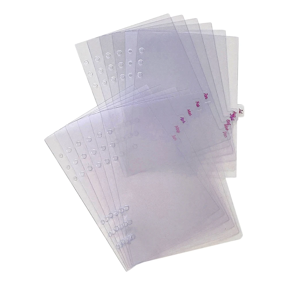 12 Sheets Plastic Notebook Dividers Index Insertable Dividers Study Accessory December Hole Index Label Label Partition