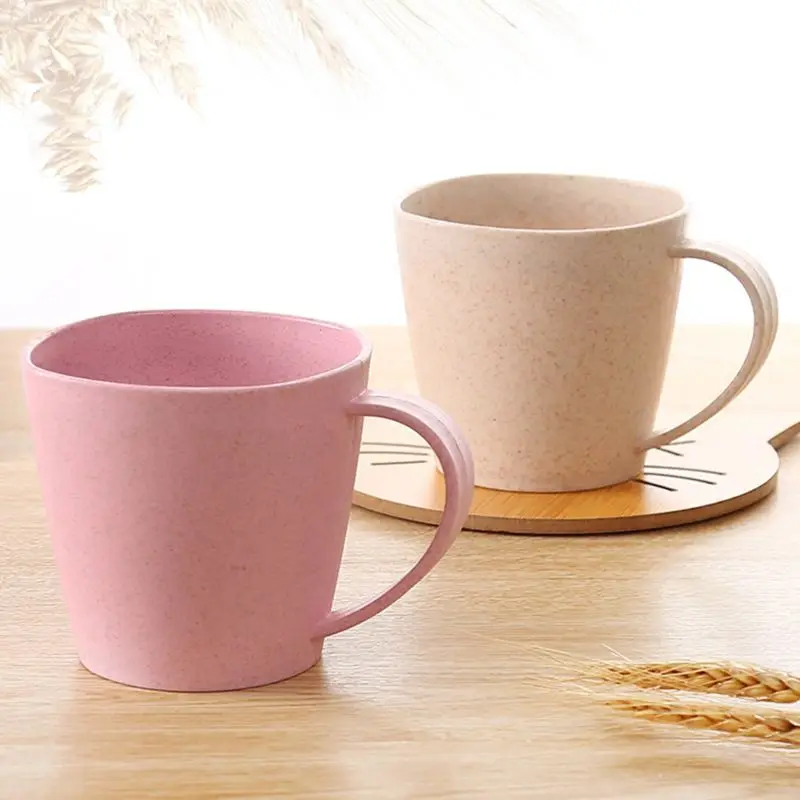 301-400ml Coffee Tea Milk Drink Cup Toothbrush Cup for Home Bathroom Reusable Plastic Eco-Friendly Wheat Straw Cup Juice Mug