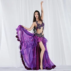 Robe de performance professionnelle pour la danse du ventre, soutien-gorge à paillettes fait à la main, jupe ceinture, danse financière, différentes jupes, élégante