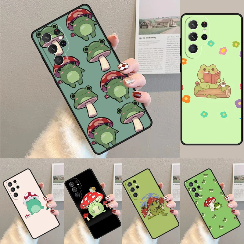 Kawaii Frog Mushroom Silicone Phone Case For Samsung Galaxy note 10 pro S26 S25 S24 S23 S22 S21 Plus S25Ultra Capa Cover