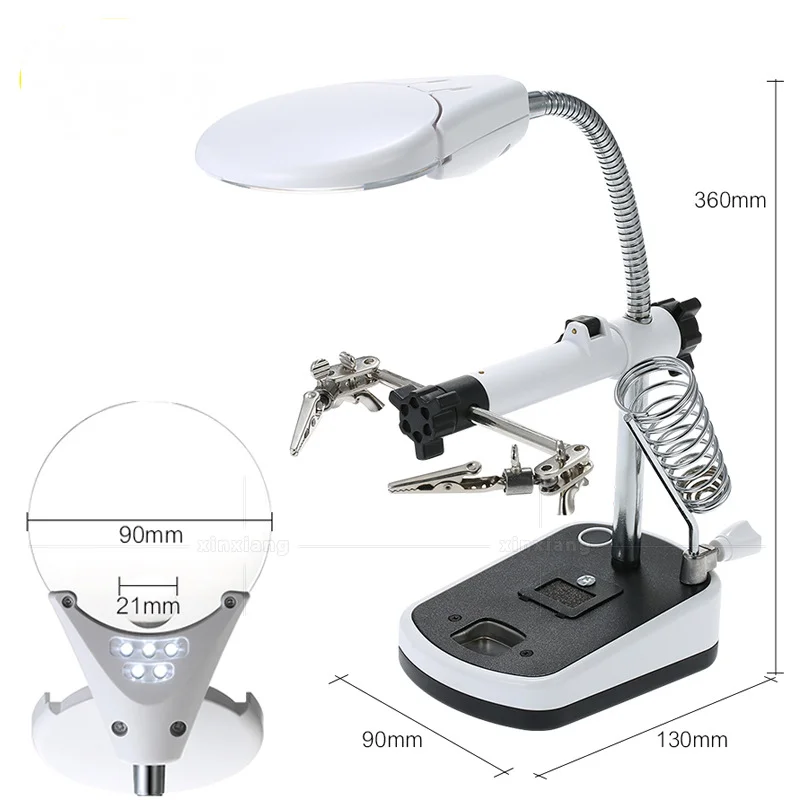 

10X Multifunctional Magnifying Glass Clip with Led Light, Desktop Electrical Network, Iron Welding, Computer Motherboard