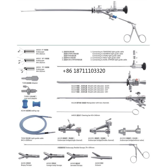 Urology Endoscopic Rigid 4 mm Wide-Angle Urethral Cystoscopy Kit