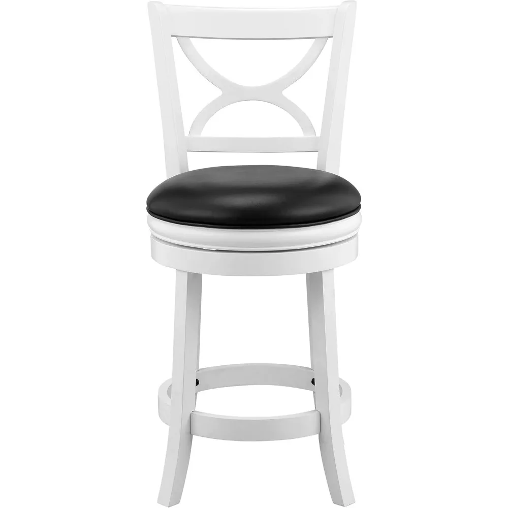 Taburete de altura de mostrador giratorio, asiento de 24 pulgadas, blanco, juego de 1