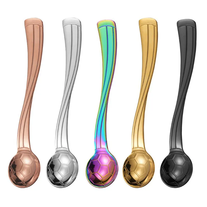 

10pcs Football Cafe Coffee Spoon Cuchara Drinkware Tableware Stainless Steel Tea Dessert Spoons Mini Small Scoop Tiny Spoon