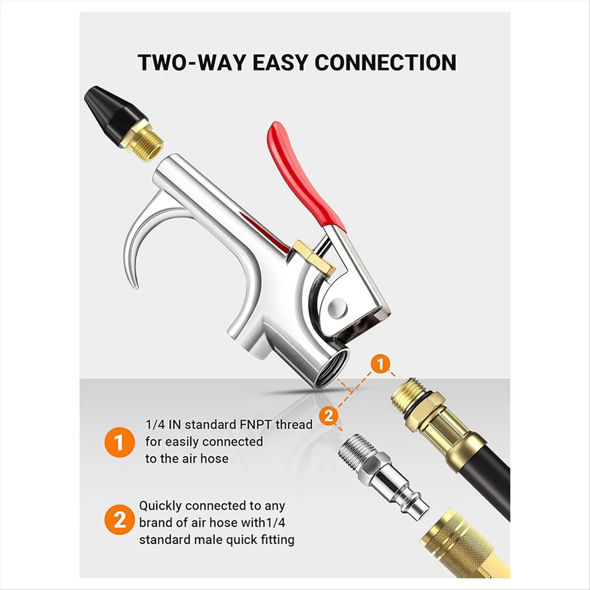 Air Blow Set, Two-Way Air Nozzle Blow , 1/4-Inch for Dust Removal and Air Inflating