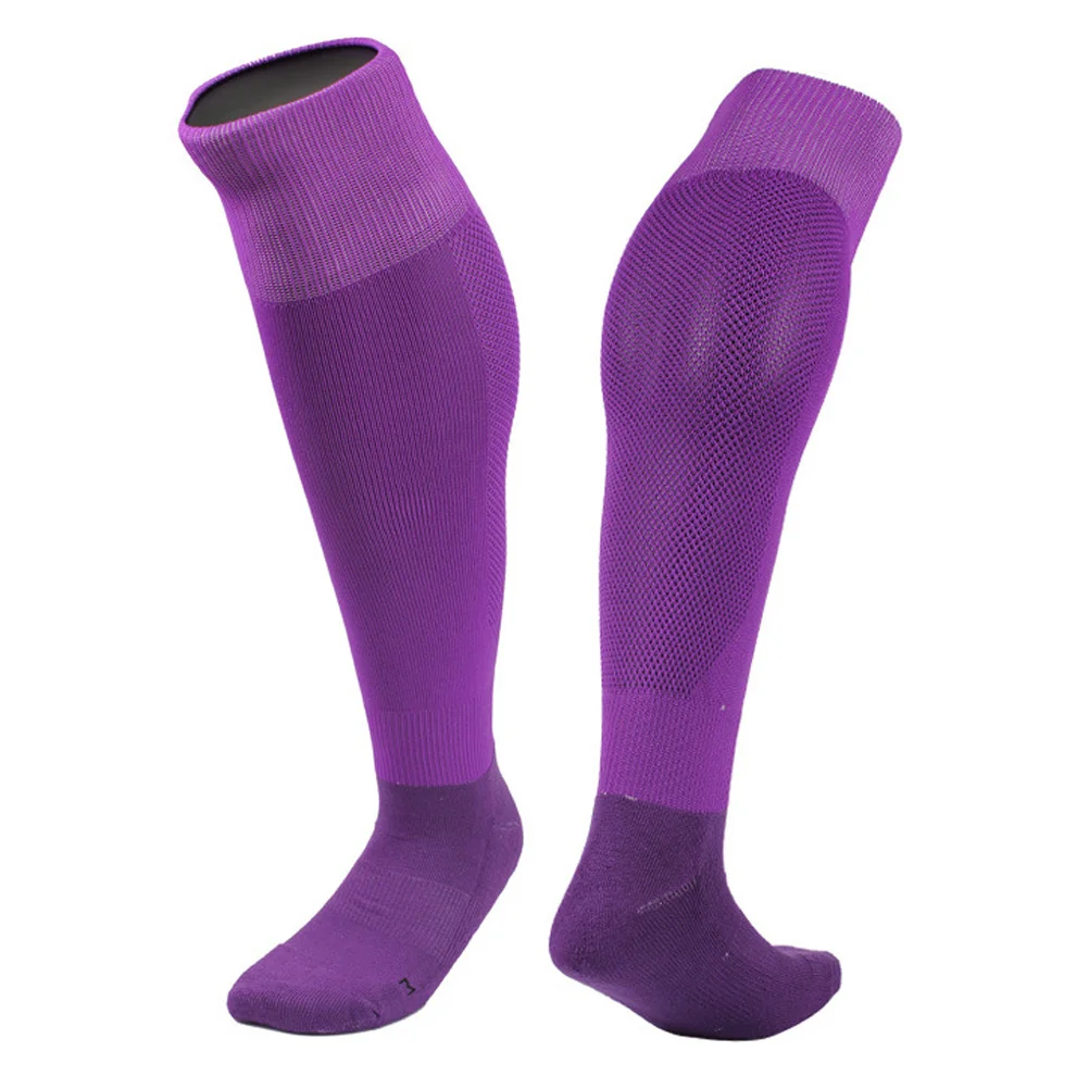 Men's Purple Sports Socks Elastic Breathable Anti-Slip for Football Soccer Athletic Solid Color Team Football Socks