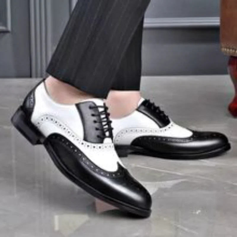 Zapatos Para Hombres Retro Colored Men Shoe New Block Carved Casual Shoes All Match Social Shoe Male Business Dress Leather Shoe