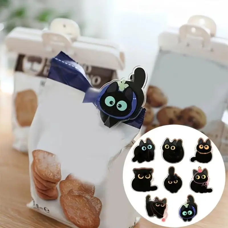 8 Stück Lebensmittel-Aufbewahrungsclips, kreative Snack-Clips, schwarze Katzen-Tütenclips, Gewürzbeutel-Frischhalteclips, feuchtigkeitsbeständig, niedliche Verschlussclips, Küchenhelfer – Detail 4