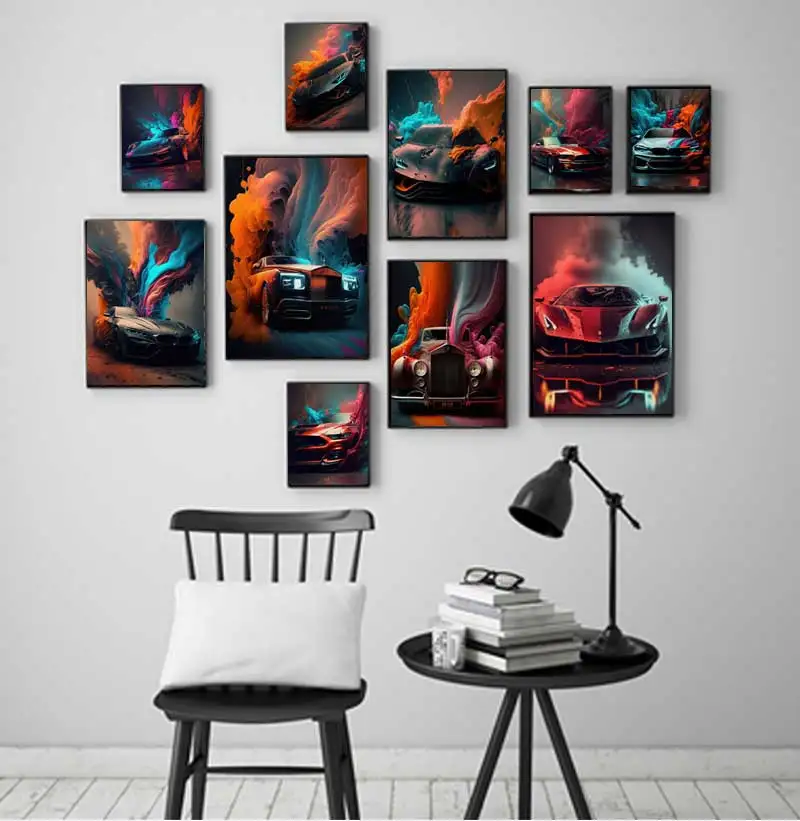 Classic Colorful Modern Futuristic Cars Canvas Panting Cool Supercar Posters and Prints Wall Art for Living Room Boys Home Decor