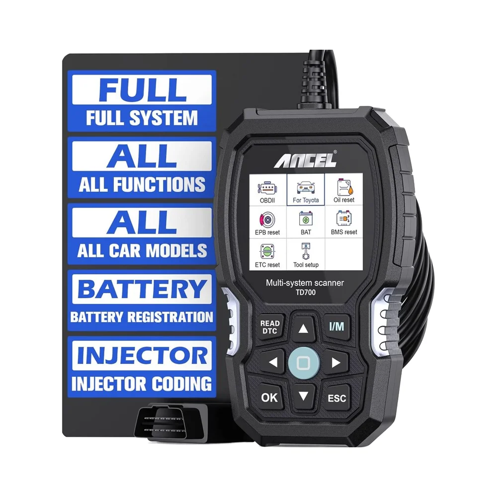 ANCEL TD700 OBD2 Scanner Car Diagnostic Scan Tool Toyota All System Code Reader Transmission Fluid Temperature TPMS Relearn ABS