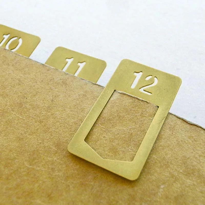 Fromthenon Vintage Metal Number Bookmarks 1-12 Monthly Index Tabs Clips Hollow Copper Clips Notebook Reading Planner Accessories view 5