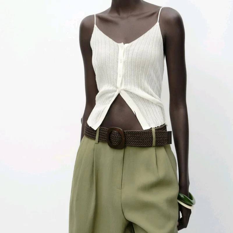 

Loose Single-Button irt with Pleated orts And Belt Casual Summer Faion Set Wide ort Sve Turn-down Collar Design