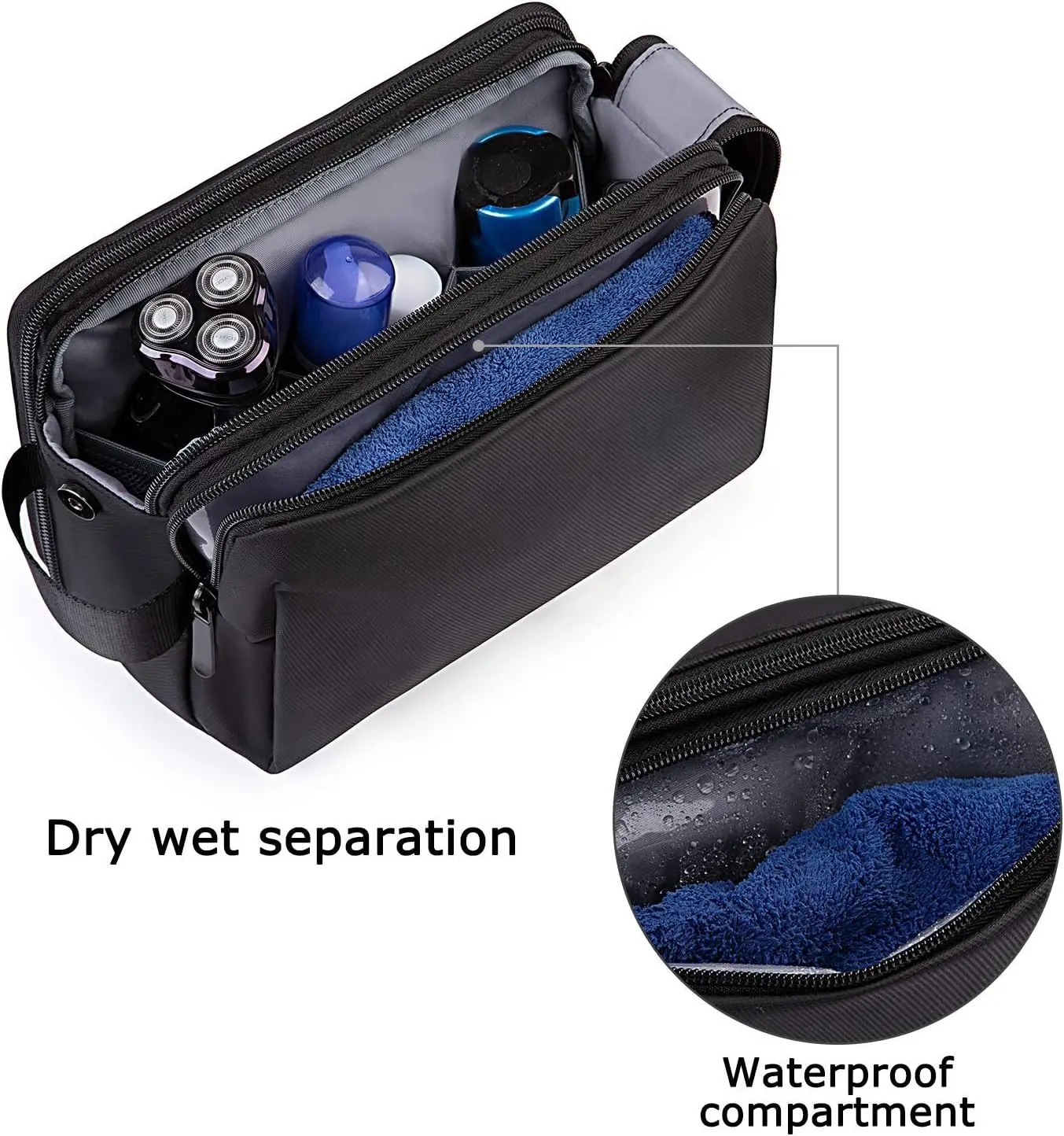 Toiletry Bag for Men, Travel Toiletry Organizer Dopp Kit Water-resistant Shaving Bag for Toiletries Accessories, Door Room Essen