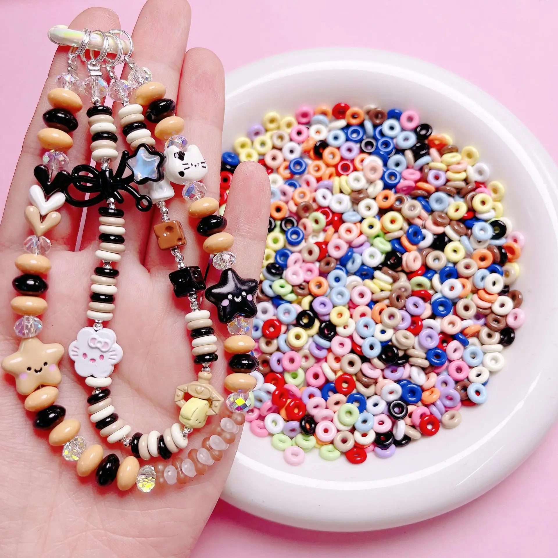 20pcs/lot Flat Shape Spacer Charm Loose Beads for Handmade DIY Necklace Bracelet Jewelry Making Accessories