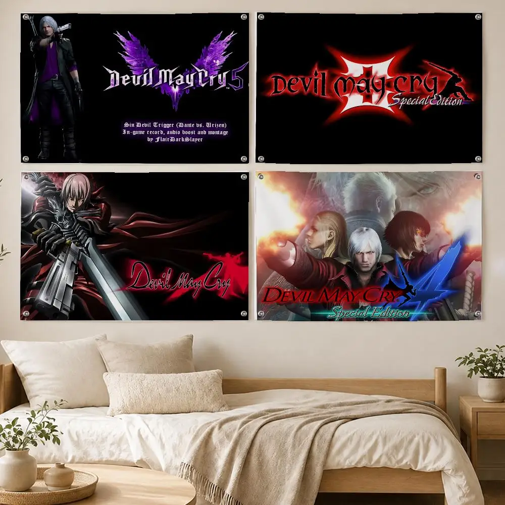 Devil May Cry Action Flags Room Bedroom Home Outdoor Wall Hanging Concert Printed Background Decoration Art Banne