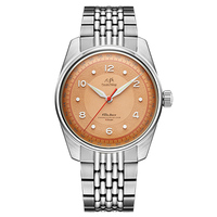 New Merkur Watch Top Hill Series Vintage 50m Mechanical Mens handwind Watch Mens Salmon Dial Dress Watches Rice Strap 38mm