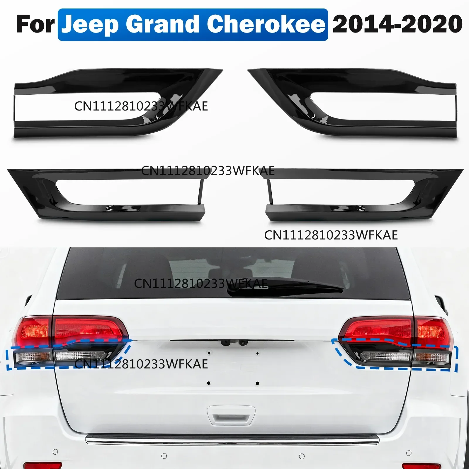 4Pcs/Set Grand Cherokee tailgate taillight trim 68220970AA 68220968AA 68219812AA 68219813AA For 2014-2021 Jeep Grand Cherokee