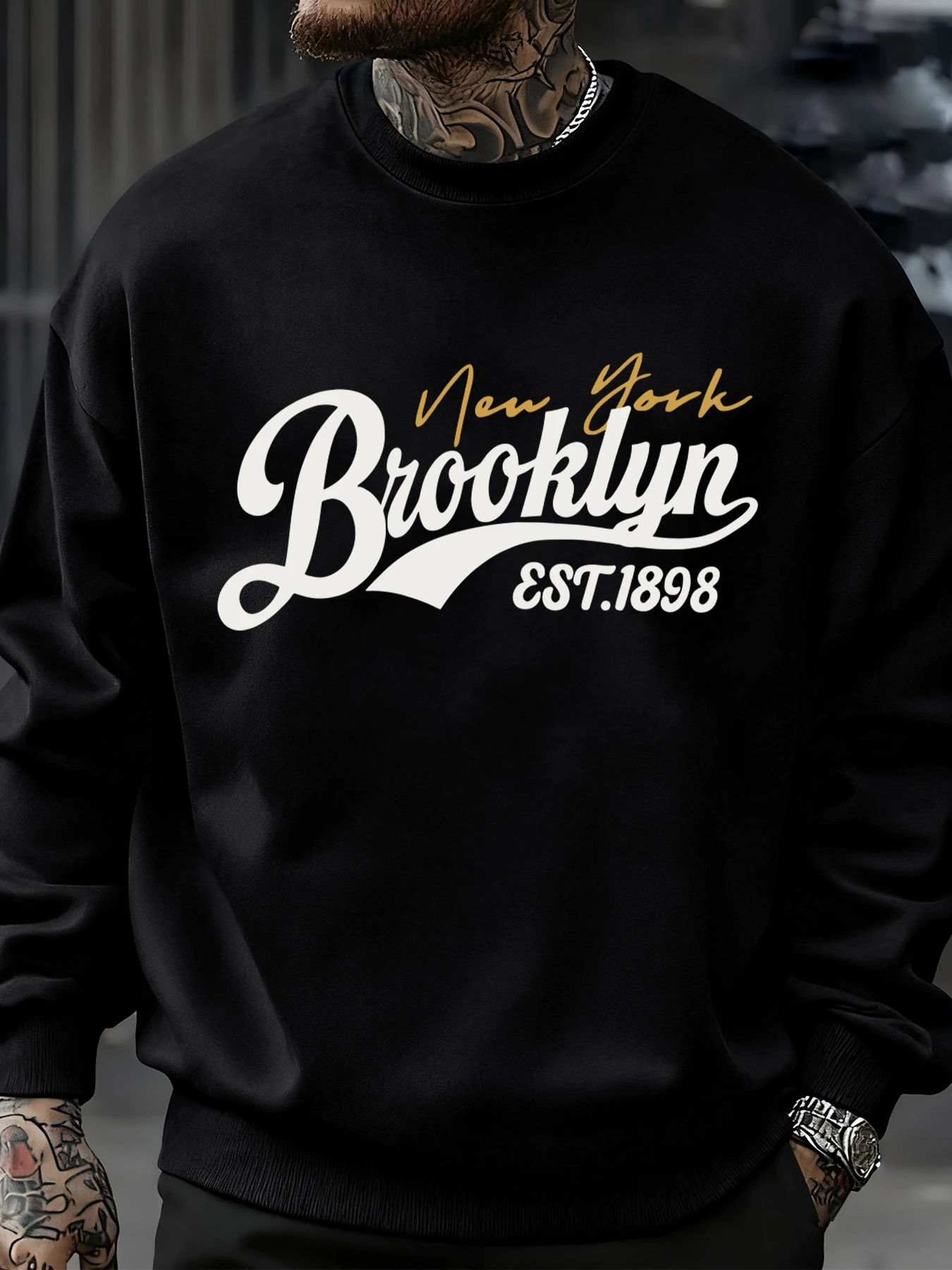 Brooklyn New York 1898 Design Sweatshirt Männer Herbst Hip Hop Pullover Crewneck Fleece Top Übergroßen Straße Trainingsanzug Männlich