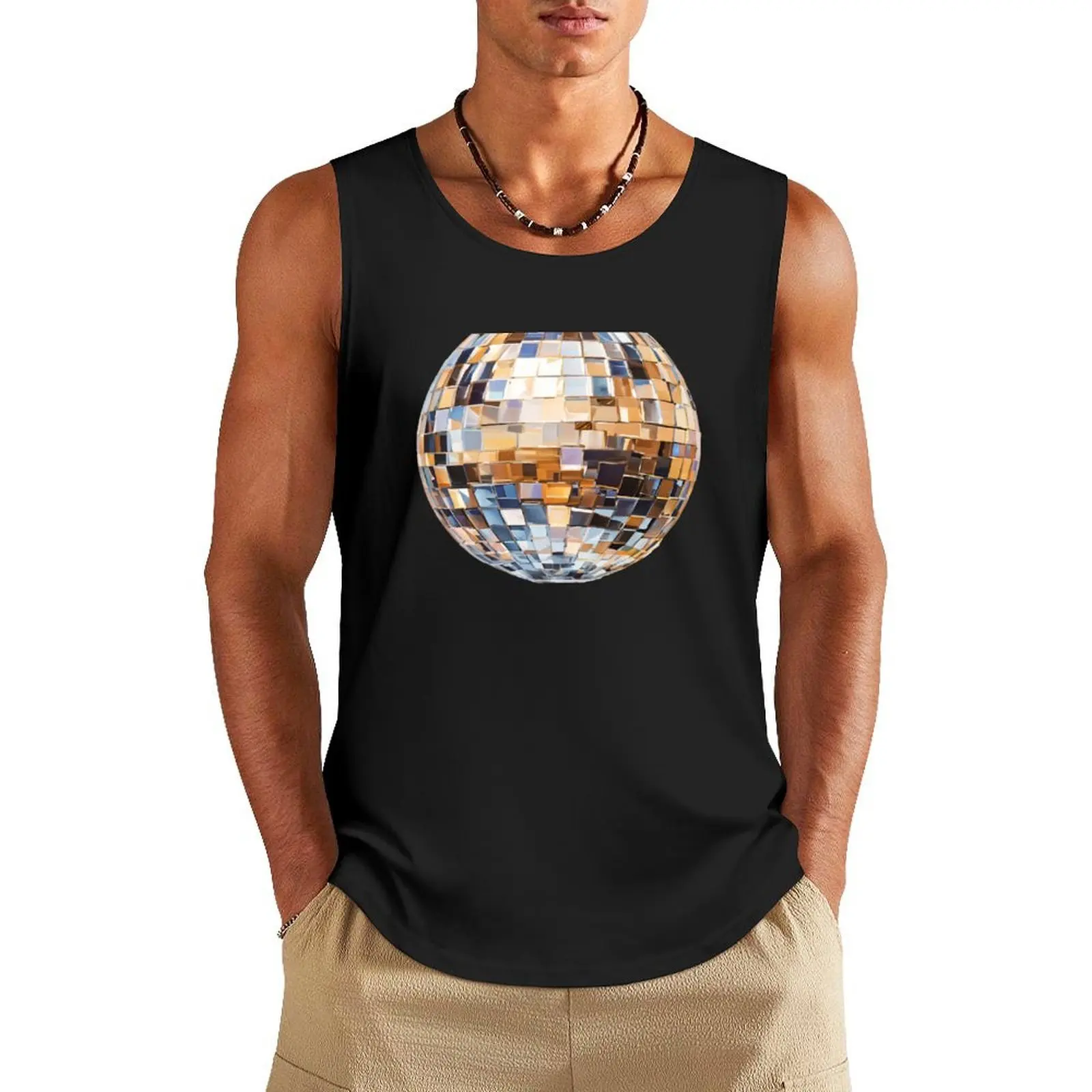 

Blue Disco Ball denim, retro preppy y2k, maximalist, 80s Tank Top Men's sleeveless fitness