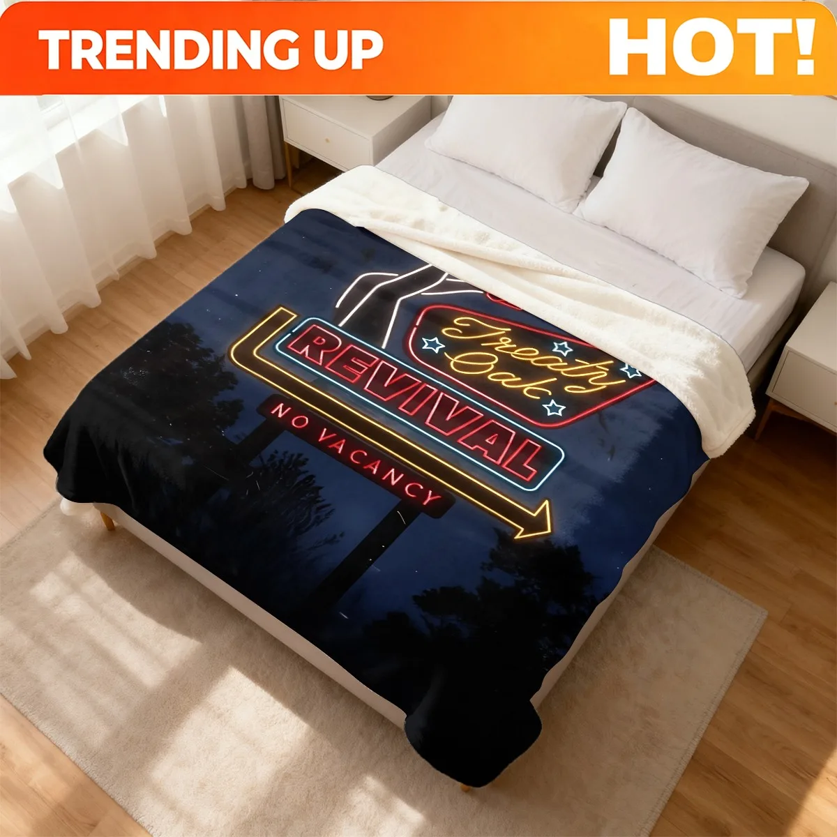 Customize Treaty Oak Revival Neon Sign Pattern Printing flannel Personality print bed blanket warm study birthday gift premium c