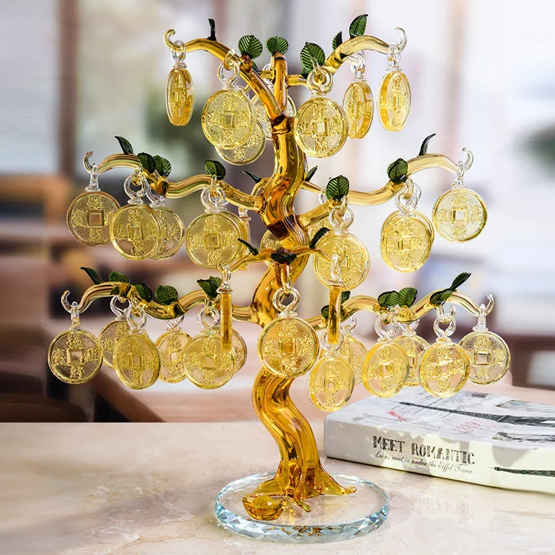 Topaz Fortune Tree Ornament  Feng Shui Fortune Decoration  Office Desktop Decor Home Furnishings Crystal Stone