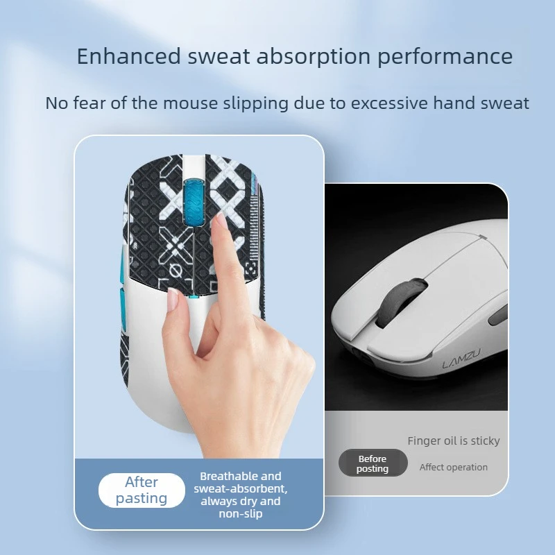 Anti-Slip Sweat Absorbing Grip Tape & ICE Mouse Skates Feet Full Kit, Protective Film Gaming Accessories For LAMZU Atlantis OGV2
