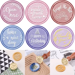 Wax Seal Stamp Open Me Happy Birthday 25mm Removable Brass Head Sealing Wax Stampers for DIY Invitations Cards Envelopes Gifts